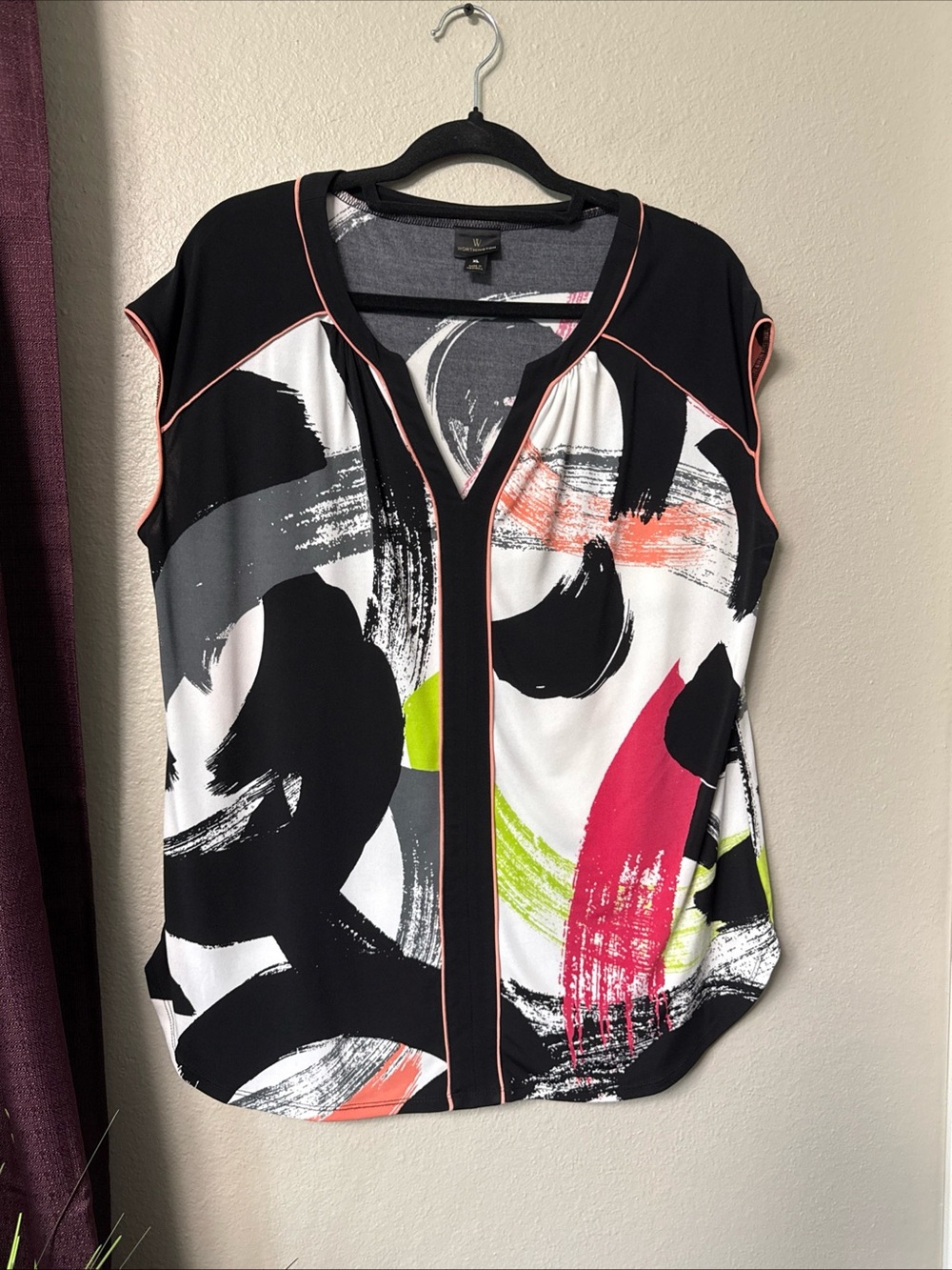 #831 Worthington Painted Blouse Size Extra Large